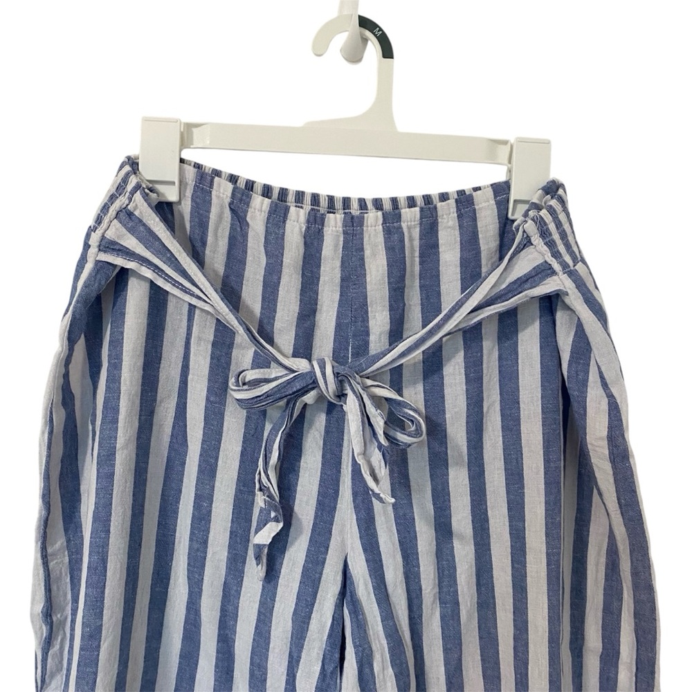 Beachlunchlounge Women’s Giavanna Linen Tie Blue and Cream Striped Pants Size XL - Picture 4 of 8